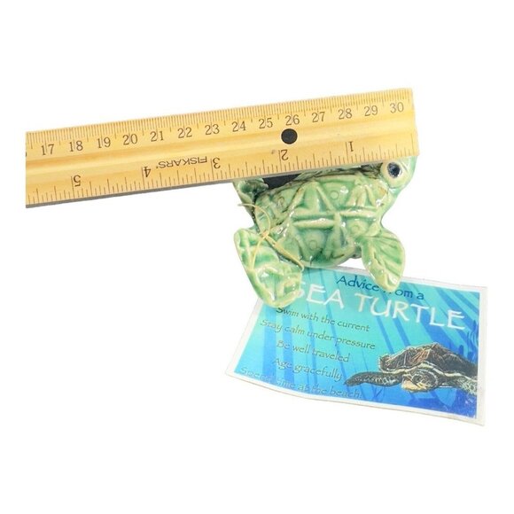 Hand Made Whimsical Sea Turtle Ceramic Figurine Awareness Animal Figurine W Tag - Picture 3 of 10